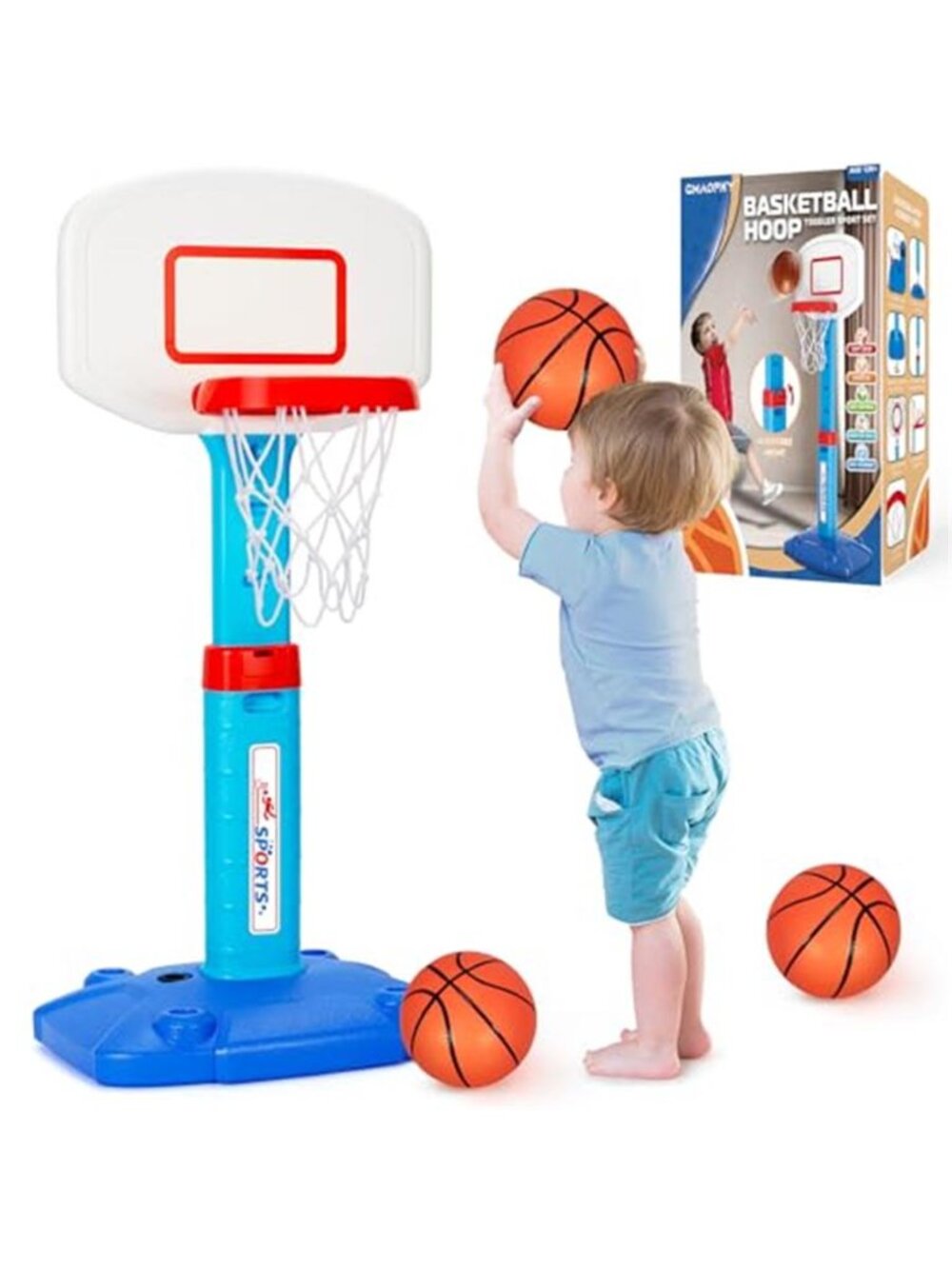 Toddler Basketball Hoop Indoor for Age 1-3, Adjustable Kids Basketball Hoops